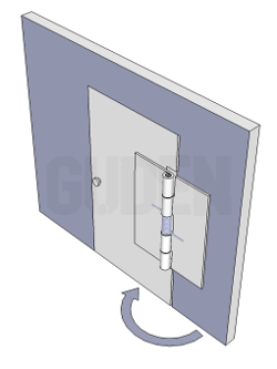 loaded to open spring hinge mounted to close the door